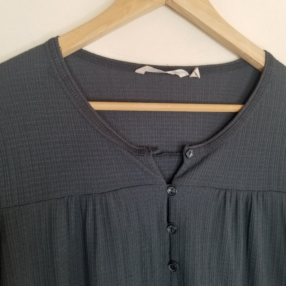 Soft Surroundings Riley Long Sleeve Blouse Gray Relaxed Boho Large - Picture 5 of 8